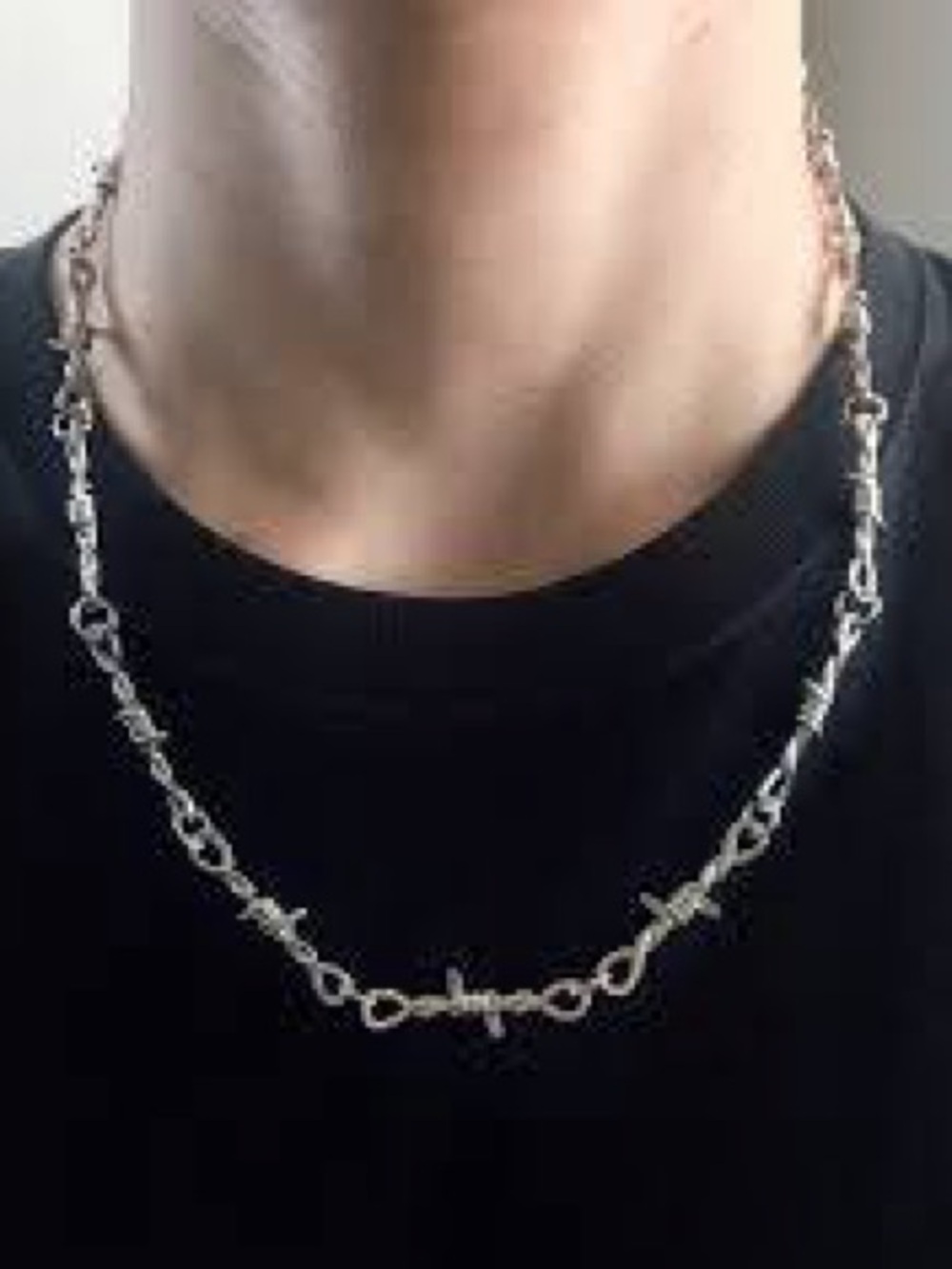 MOBDARK Silver Knot Link BarbedWire  Chain Necklace
